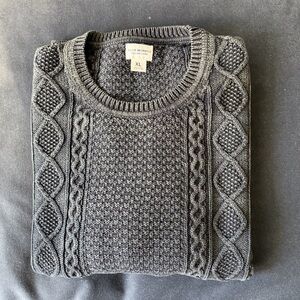 XL Club Monaco Men's weathered Cable Knit Crewneck Fisherman’s Sweater